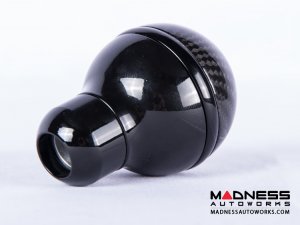 FIAT 500 Gear Shift Knob - Black Italy - Carbon Fiber Top/ Black Base and Black Side Stripe